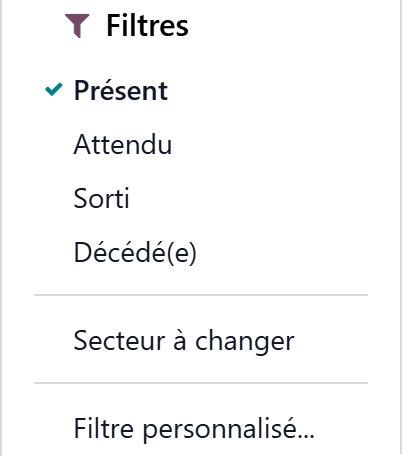 Het filter Sector te wijzigen in het zoekmenu