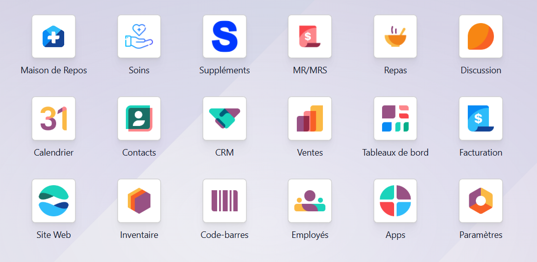 La suite Resthome dans Odoo : Maison de repos, Soins, Repas, Facturation